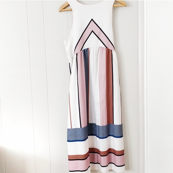 Retro color block baby doll long dress, S - Picture 2 of 6